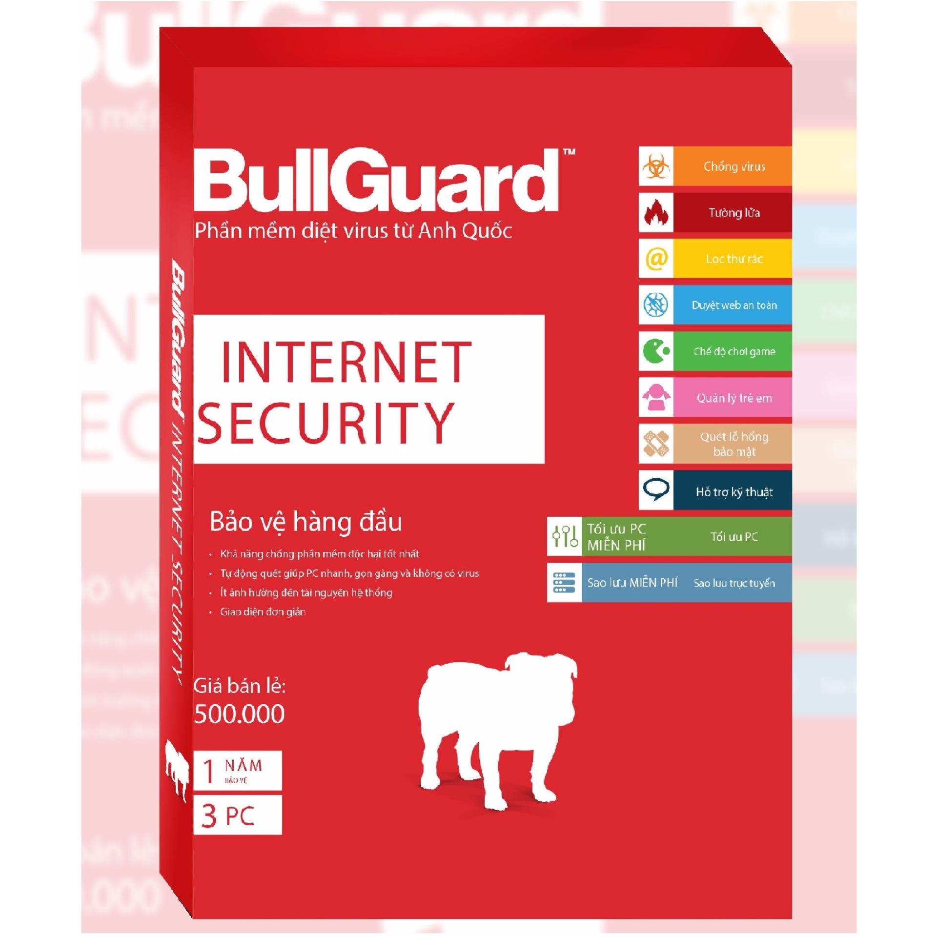 Phần mềm diệt virus BullGuard Internet Security 1 năm 3 máy tính - Tặng thêm 6 tháng sử dụng miễn...