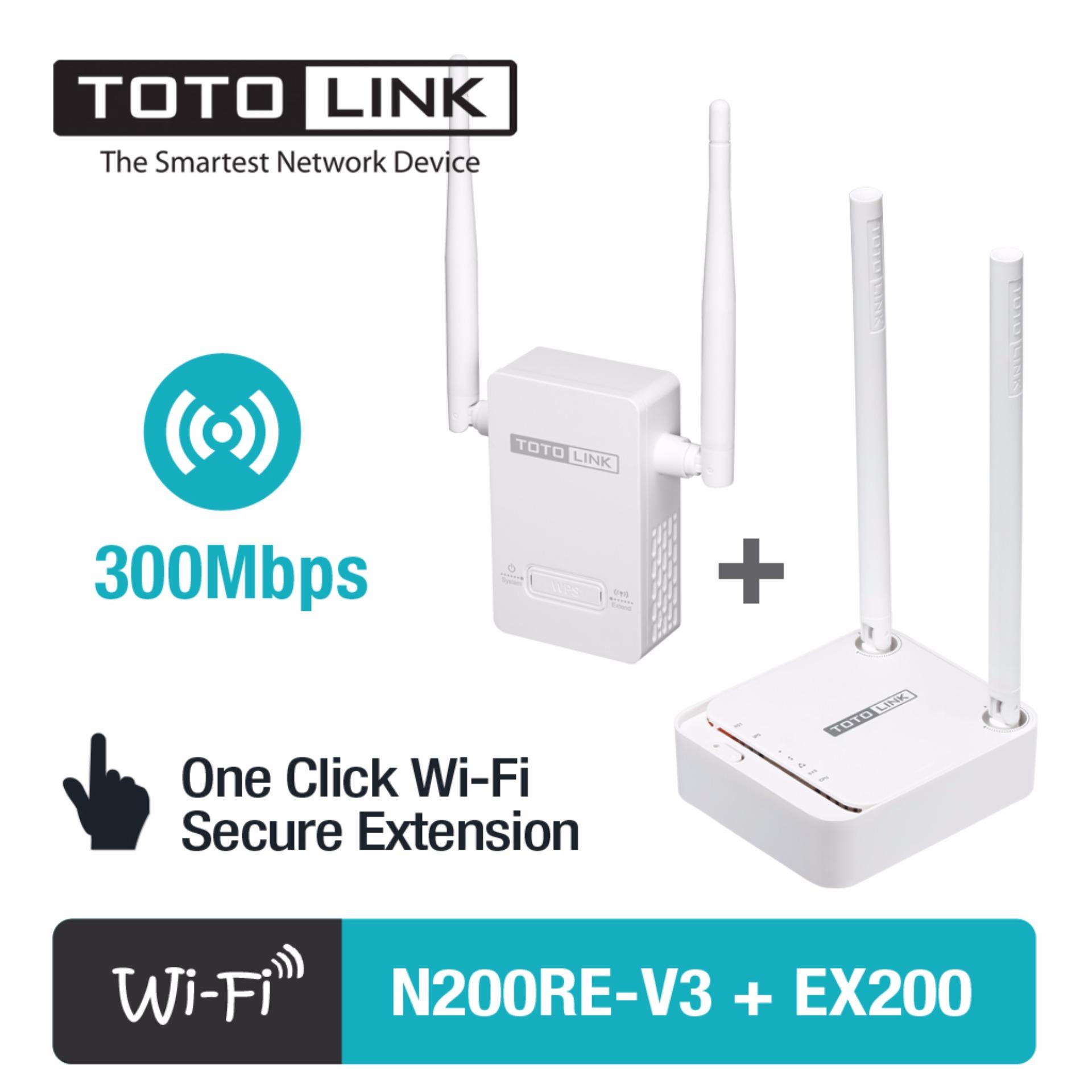 Phát WiFi TOTOLINK N200RE-v3 + Kích sóng WiFi TOTOLINK EX200