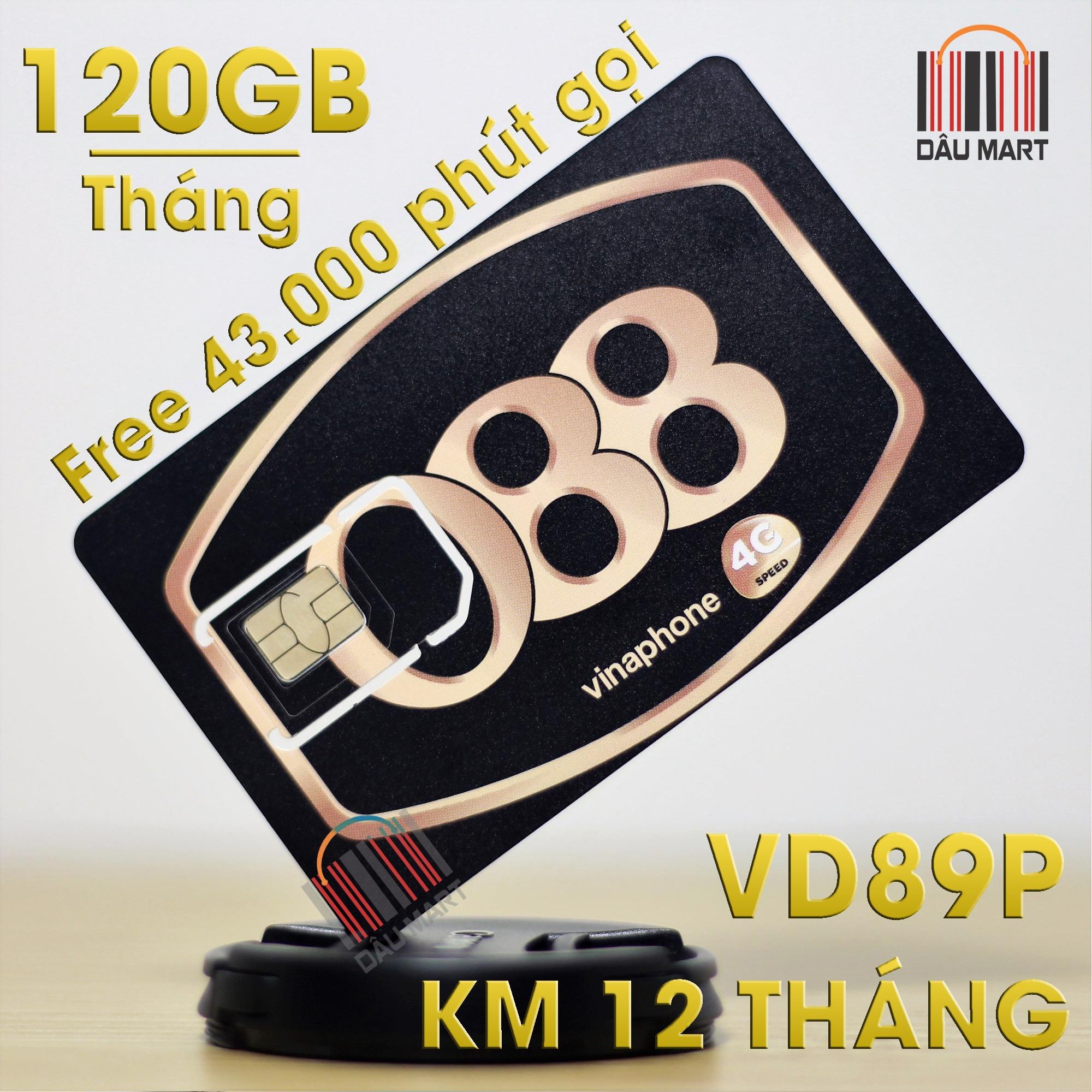 SIM 4G VD89P Vinaphone 120GB/Tháng + Tặng 43.000 Phút gọi/tháng