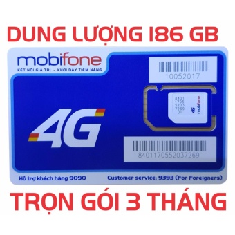 SIM 4G/3G MOBIFONE 186 GB TRONG 3 THÁNG KHÔNG PHÍ DUY TRÌ  