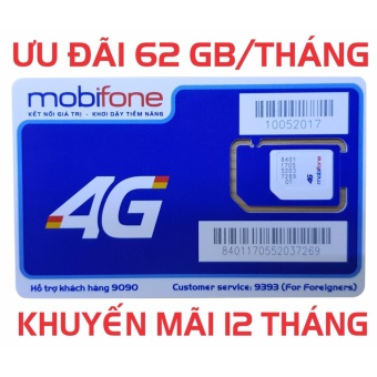 SIM 4G/3G MOBIFONE DATA 62 GB/THÁNG