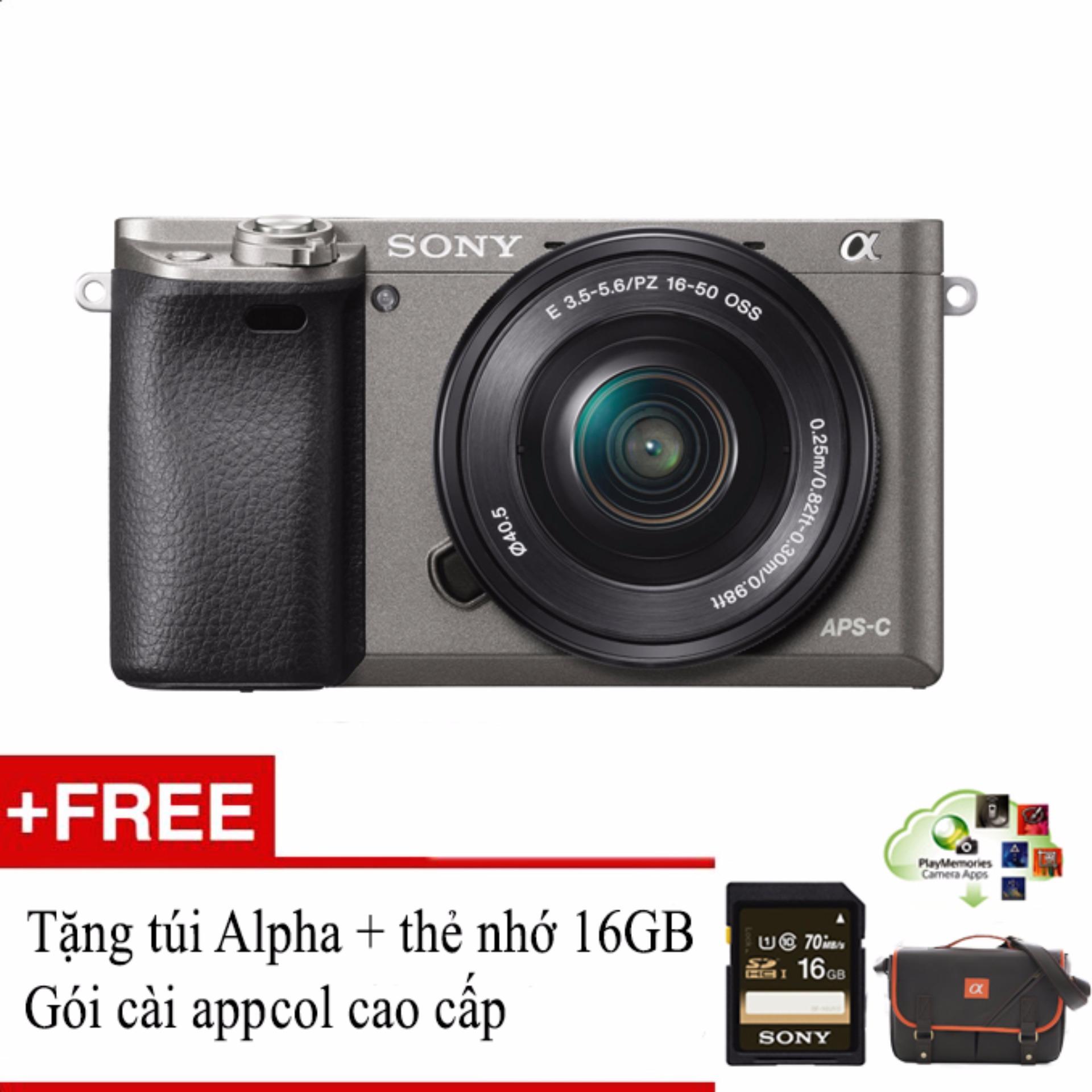Sony A6000 24.3MP với lens Kit 16-50 (Xám) + Tặng 1 túi đựng máy ảnh + thẻ nhớ 16GB +...