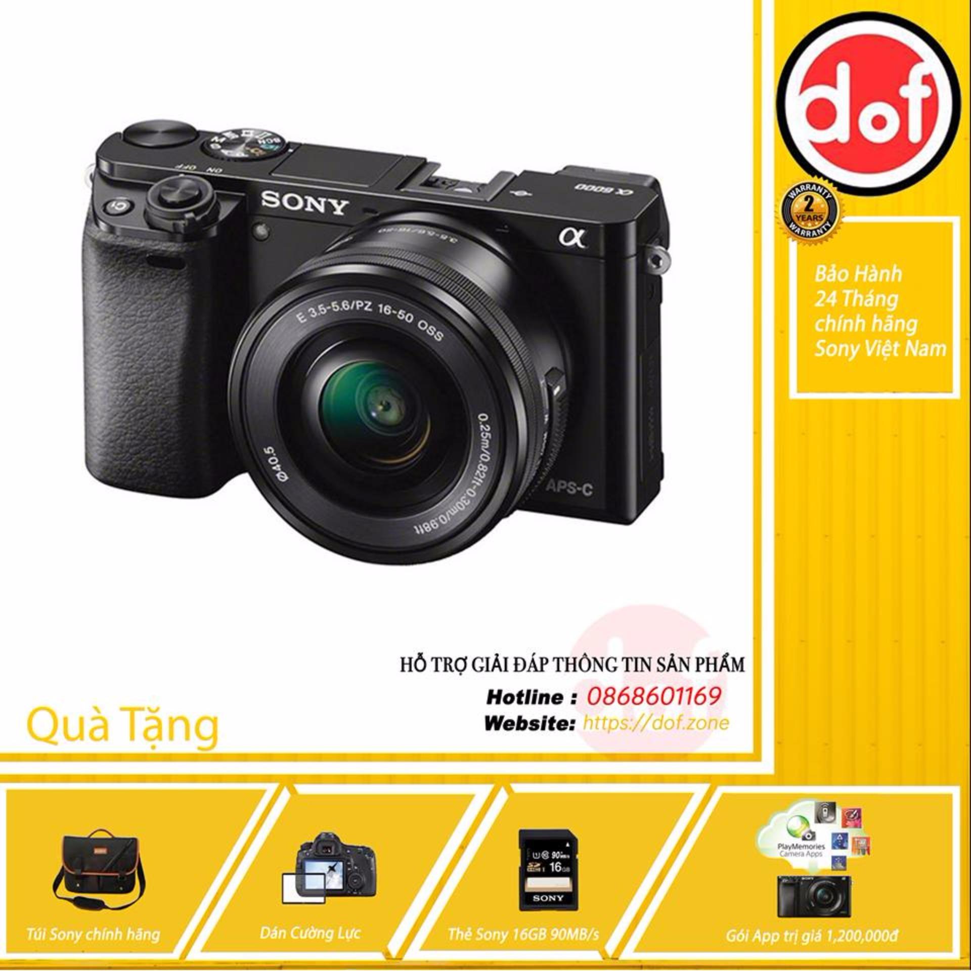 Sony A6000 24.3MP với lens Kit 16-50 (Đen) + gói App Collection + Túi sony + dán MH + thẻ...