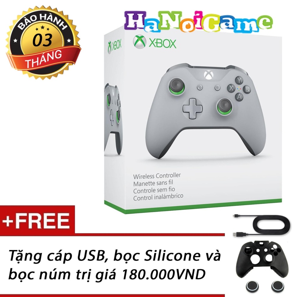 Tay cầm chơi game Xbox One S Gray/Green (nhập khẩu US)