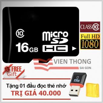 Thẻ nhớ 16GB Micro SDHC C10 + Tặng đầu đọc thẻ nhớ Micro PT