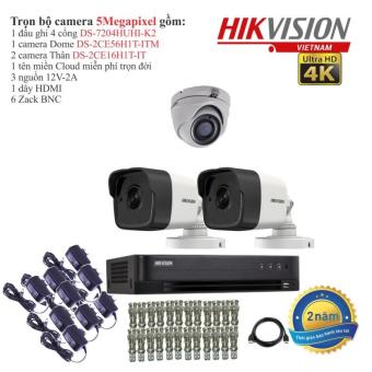 Trọn bộ 3 camera giám sát HIKVISION TVI 5 Megapixel DS-2CE56H1T-ITM FULL 4K  