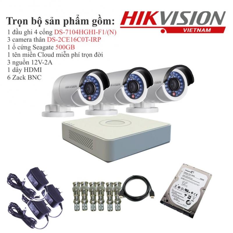 Trọn bộ 3 camera quan sát HIKVISION TVI 1 Megapixel DS-2CE16C0T-IRP chuẩn 720HD