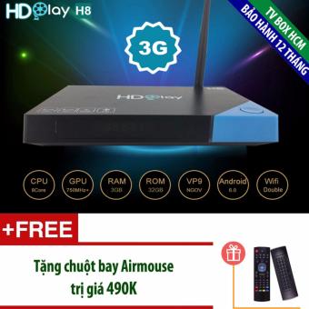 TV Box HDPLAY H8, Ram 3GB, 32GB FLASH (đen) + tặng chuột bay Airmouse (đen)