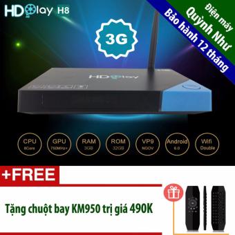 TV Box HDPLAY H8, Ram 3GB, 32GB FLASH (đen) + tặng chuột bay Vinabox KM950 (đen)