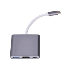 Adapter Sạc Loại C 3.1 Sang USB3.0 + HDMI + Loại C Đầu Cái Dành Cho Apple Macbook (Xám) -Quốc tế