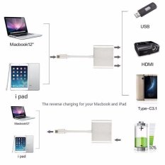 Adapter Cổng Sạc USB 3.1 Cáp 3 trọng 1 Loại C sang 4 k HD USB USB 3.0 Ống cuộn -Quốc Tế