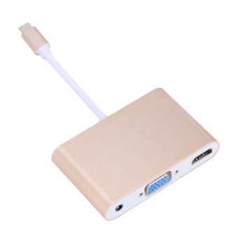 USB 3.1 Type C Male to HDMI+VGA+3.5mm Adapter For MacBook 12