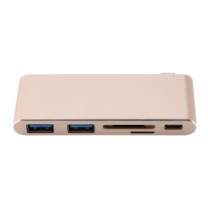 USB-C 3.1 Multi-port Hub Adapter 2 USB3.0 Ports Type-C PD SD/TF Card Reader for MACBOOK(Gold) – quốc tế