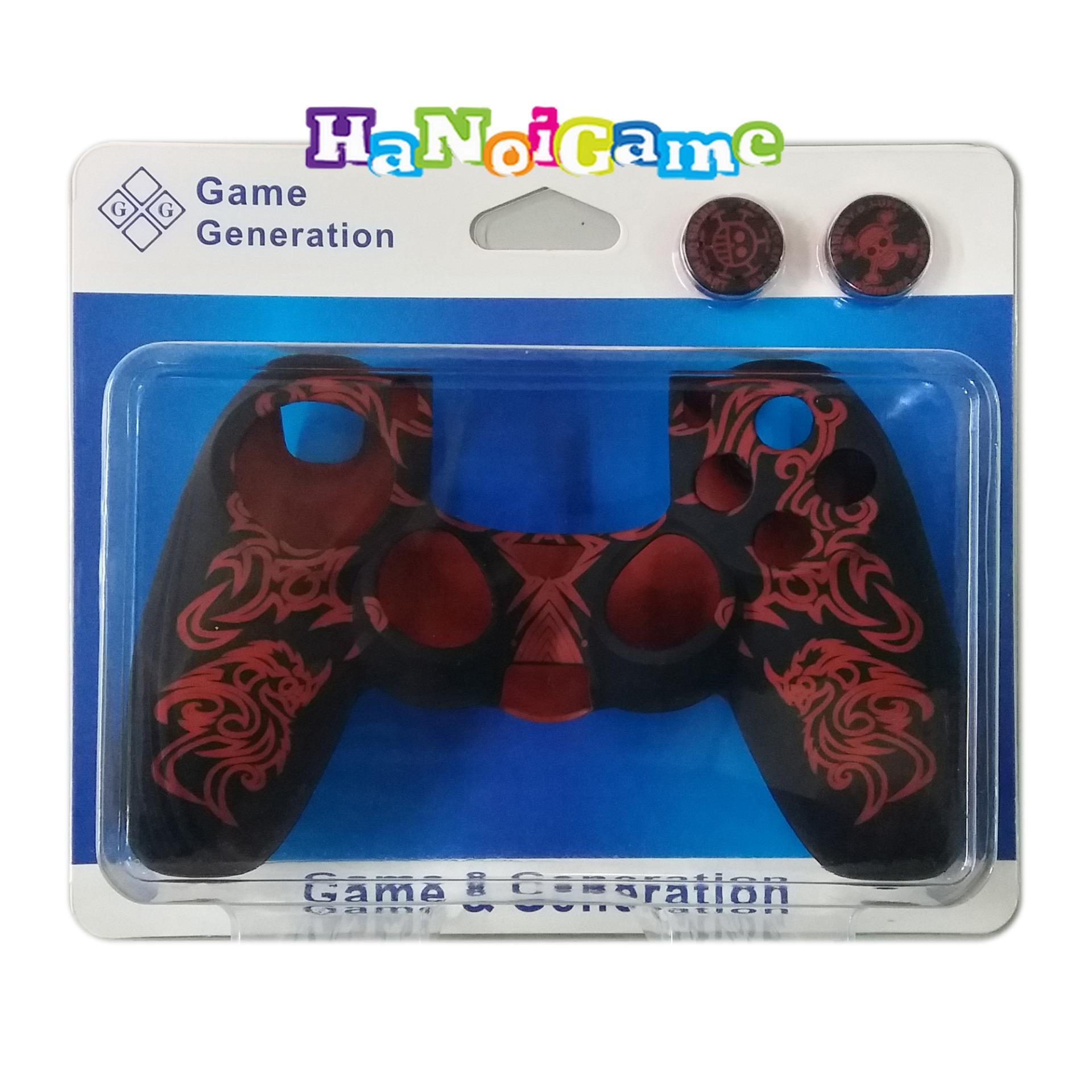 Vỏ bọc silicone tay cầm PlayStation 4 cao cấp kèm bọc núm(đỏ)