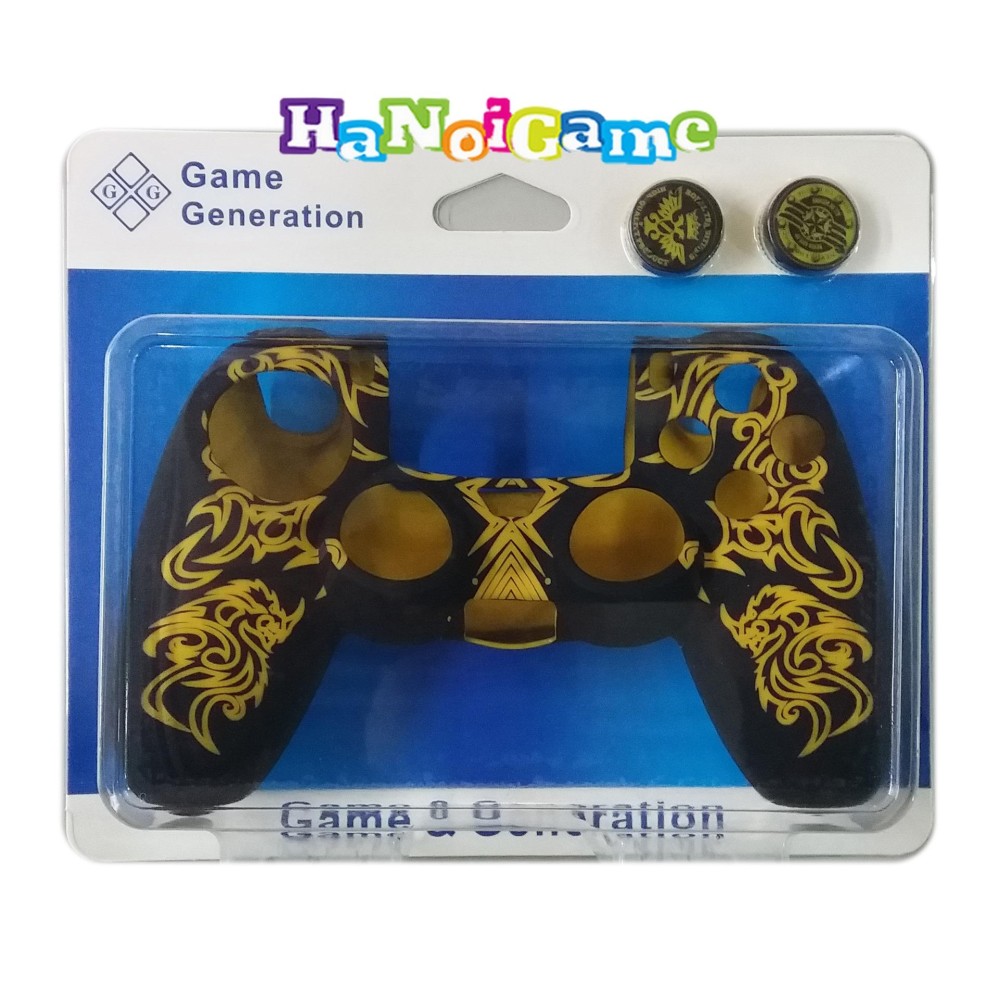 Vỏ bọc silicone tay cầm PlayStation 4 cao cấp kèm bọc núm(vàng)