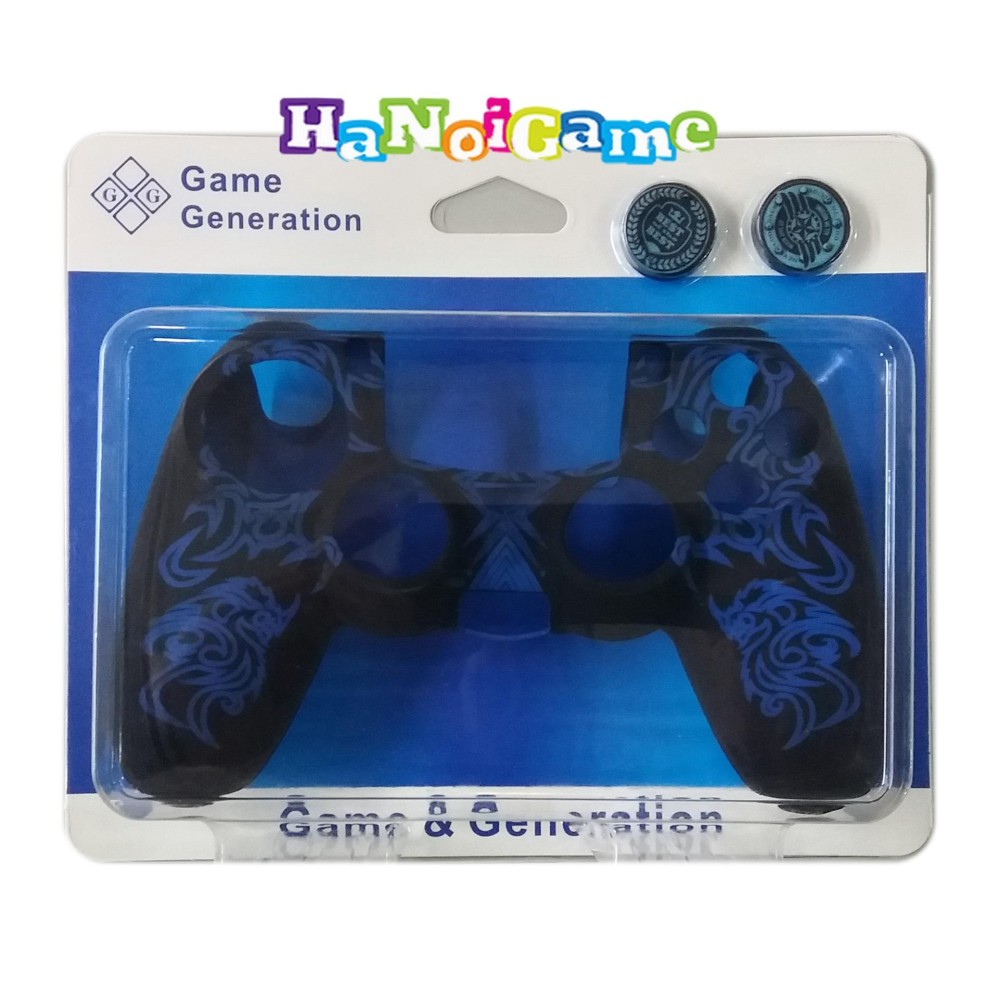Vỏ bọc silicone tay cầm PlayStation 4 cao cấp kèm bọc núm(xanh)