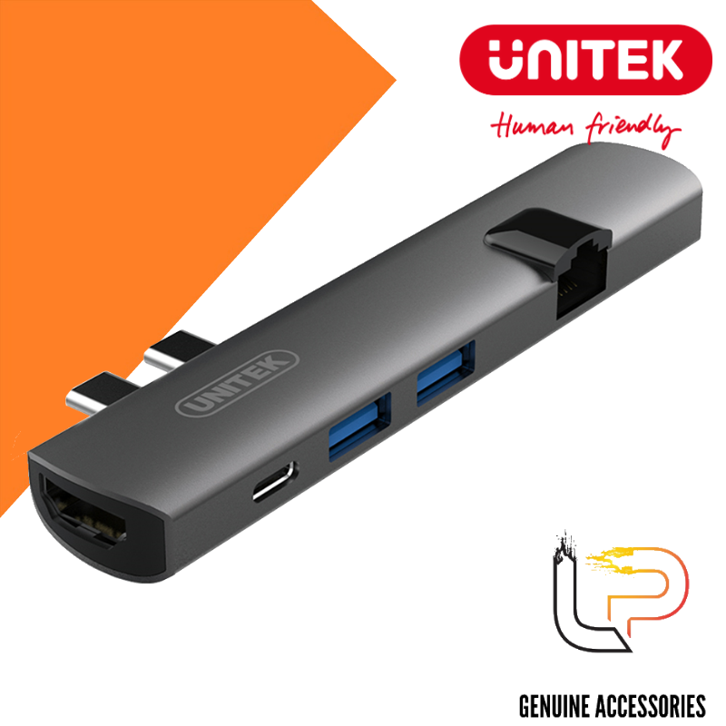 Bộ chuyển USB type-C sang HDMI +LAN + USB Unitek D008A