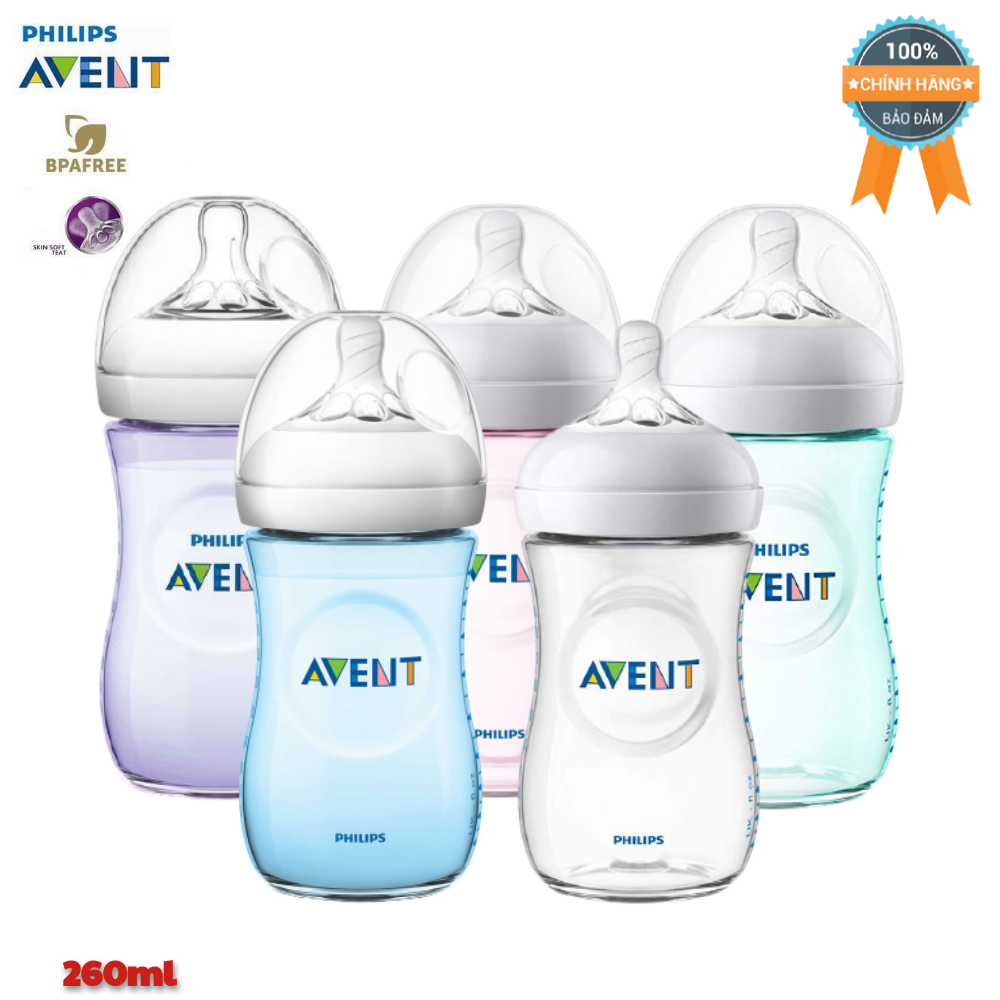 Bình sữa cho bé Philips Avent Natural chính hãng 125ml / 260ml – nhựa PP BPA Free cổ rộng mô phỏng tự nhiên. ( Bình tách sét )