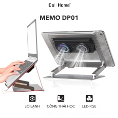 ❀✤ Giá đỡ laptop kiêm đế tản nhiệt sò lạnh có thể tháo rời cho Laptop Tablets gấp gọn có quạt tản nhiệt đôi MEMO DP01