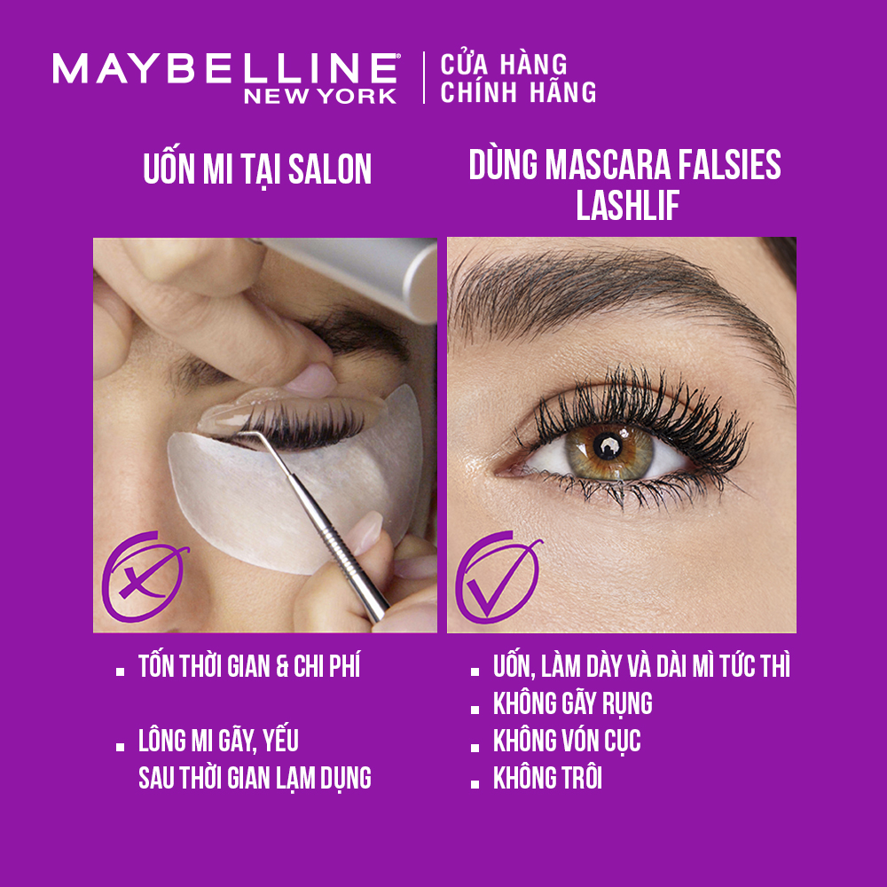 Mascara Uốn Mi, Nâng Mi và Làm Dày Mi Maybelline New York Falsies Lash Lift 8.6ml