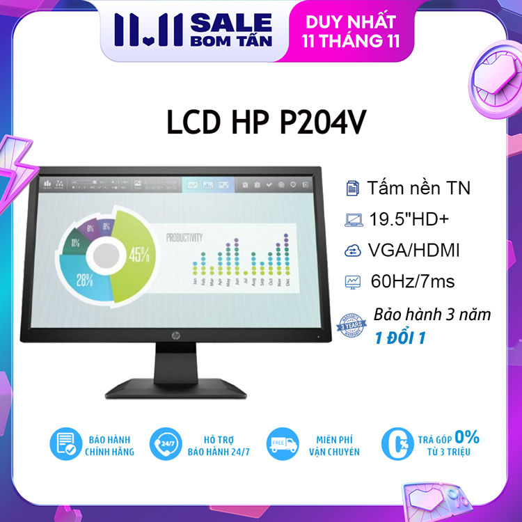 [Voucher Giảm 10% Đơn 500K] Màn hình máy tính LCD HP P204V 19.5 Inch 1600x900/ HD+/ 60Hz/ 7ms-Hàng chính hãng...