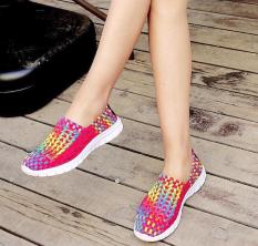 Giày casual đan thời trang nữ nhập khẩu đa sắc màu-size 35-37 / Women colorful casual woven shoes size 35-37
