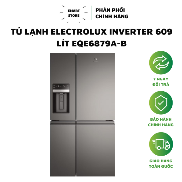 Tủ Lạnh Electrolux Inverter 609 Lít EQE6879A-B - Bảo Hành 24 Tháng - Hàng Chính Hãng