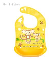 Yếm chống thấm cho bé tập ăn có máng đựng Silicone