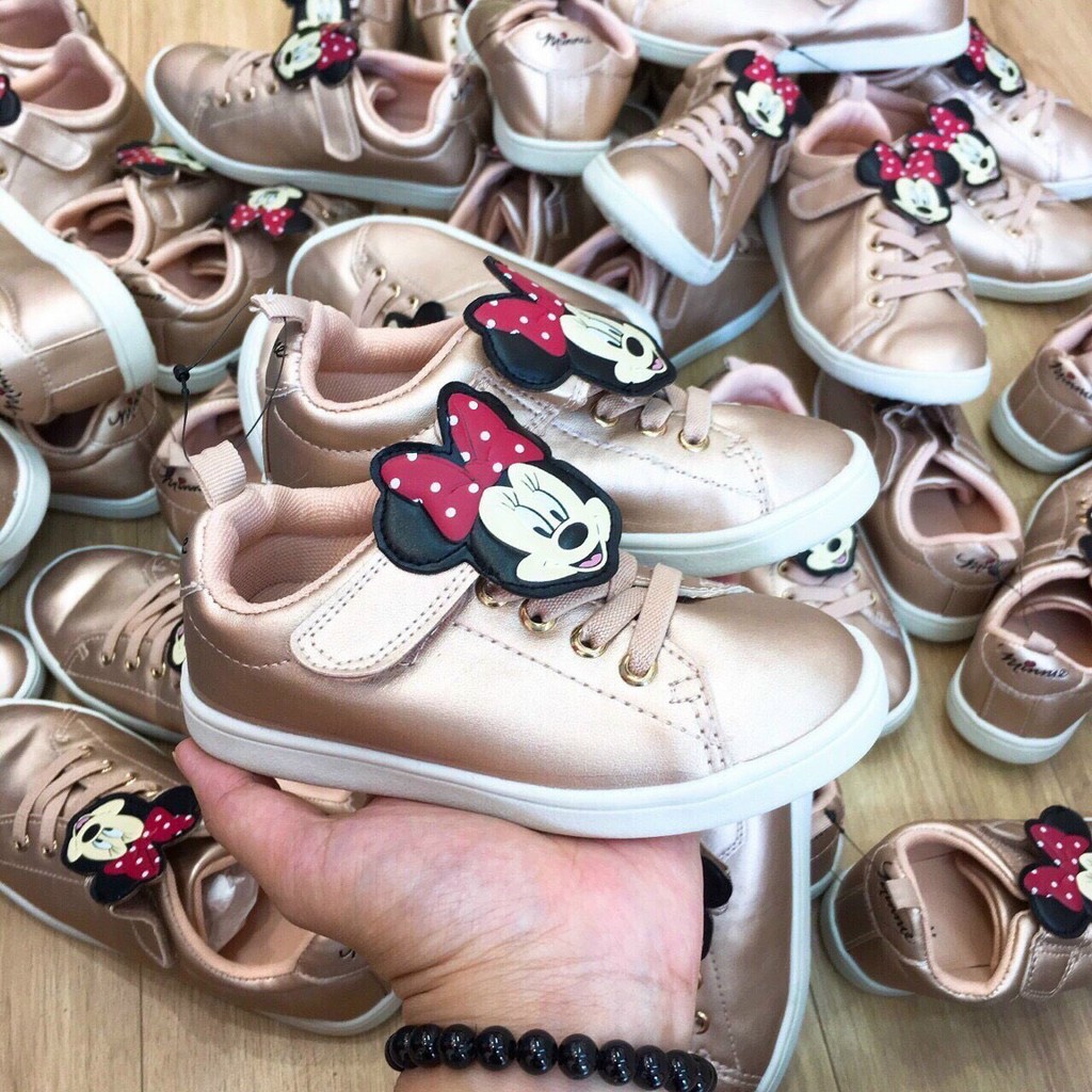 Giầy Sneaker nhũ đồng H&M mickey cho bé gái