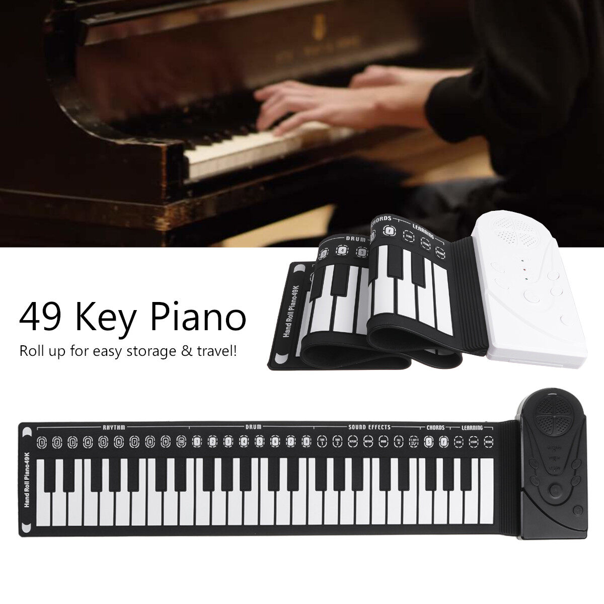 Đàn Piano Konix 49 Phím Cuộn Mềm Dẻo Flexible MD88P. Đàn Piano Mini Cho Trẻ. Mạch Điện Tử Thông Minh,...