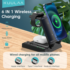 KUULAA 6 in 1 Wireless Charger Stand for iPhone13/13Pro 15W Qi Fast Wireless Charging for Apple Watch SE 6 5 4 3 AirPods Pro
