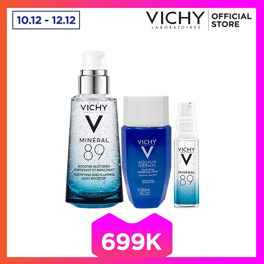 Bộ ba sản phẩm dưỡng chất khoáng cô đặc Vichy Mineral 89 50ML giúp phục hồi và nuôi dưỡng cho...