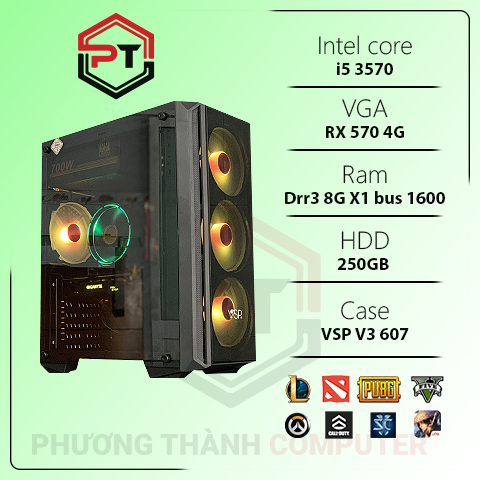 Máy tính chơi game giá rẻ cấu hình I5 3570 / RX 570 4G / RAM 8GB / HDD 250GB