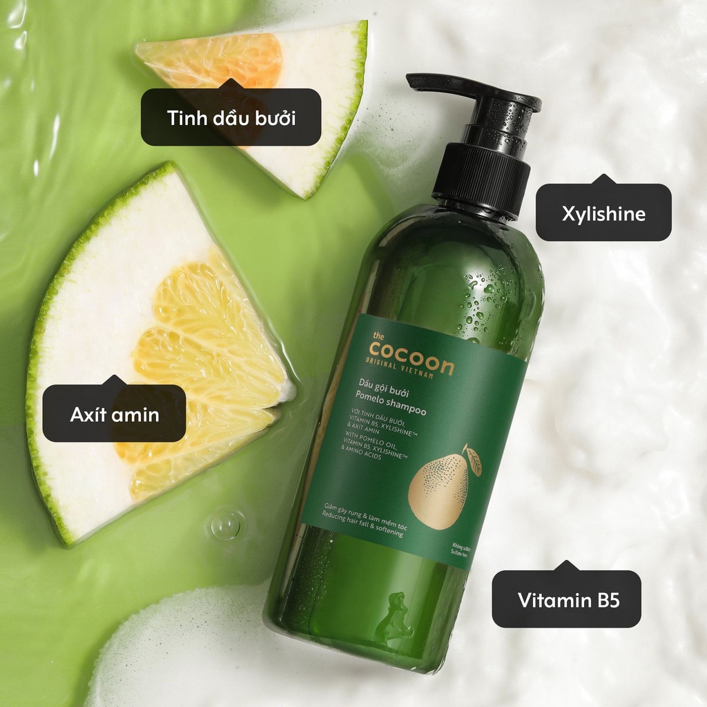 Dầu Gội Bưởi Cocoon Pomelo Shampoo giúp giảm gãy rụng, kích thích mọc tóc và làm mềm tóc 310ml