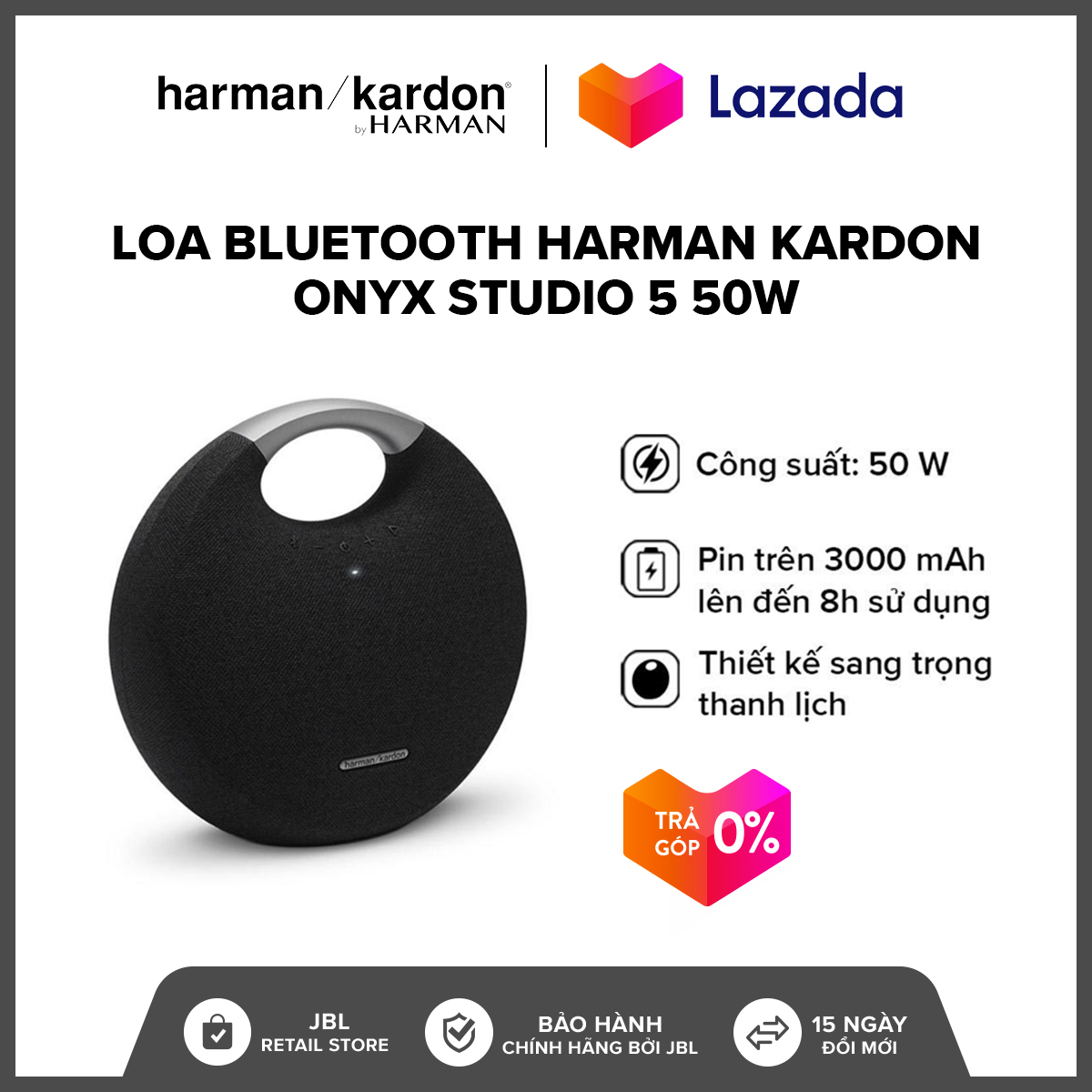 [VOUCHER 200K - TRẢ GÓP 0% - HÀNG CHÍNH HÃNG] Loa Bluetooth Harman Kardon Onyx Studio 5 50W l Âm...