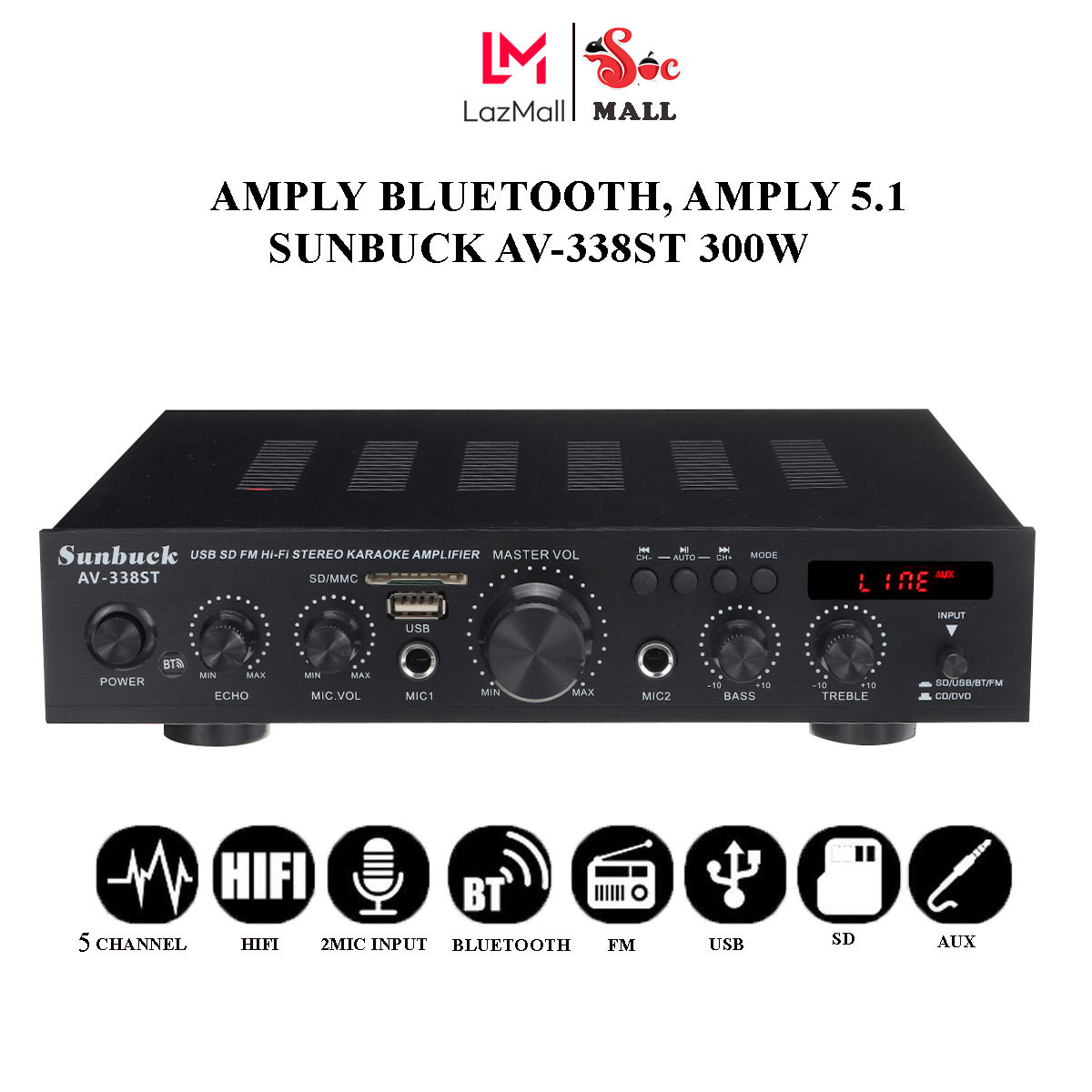 Bán Amply 5.1, Ampli Mini Bluetooth, Amply công suất lớn Sunbuck AV ...