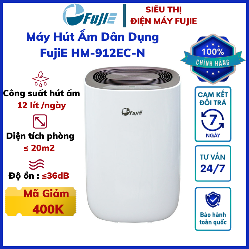 Máy hút ẩm không khí FujiE HM-912EC-N công suất hút ẩm 12L/ ngày, có khóa trẻ em công nghệ Nhật...