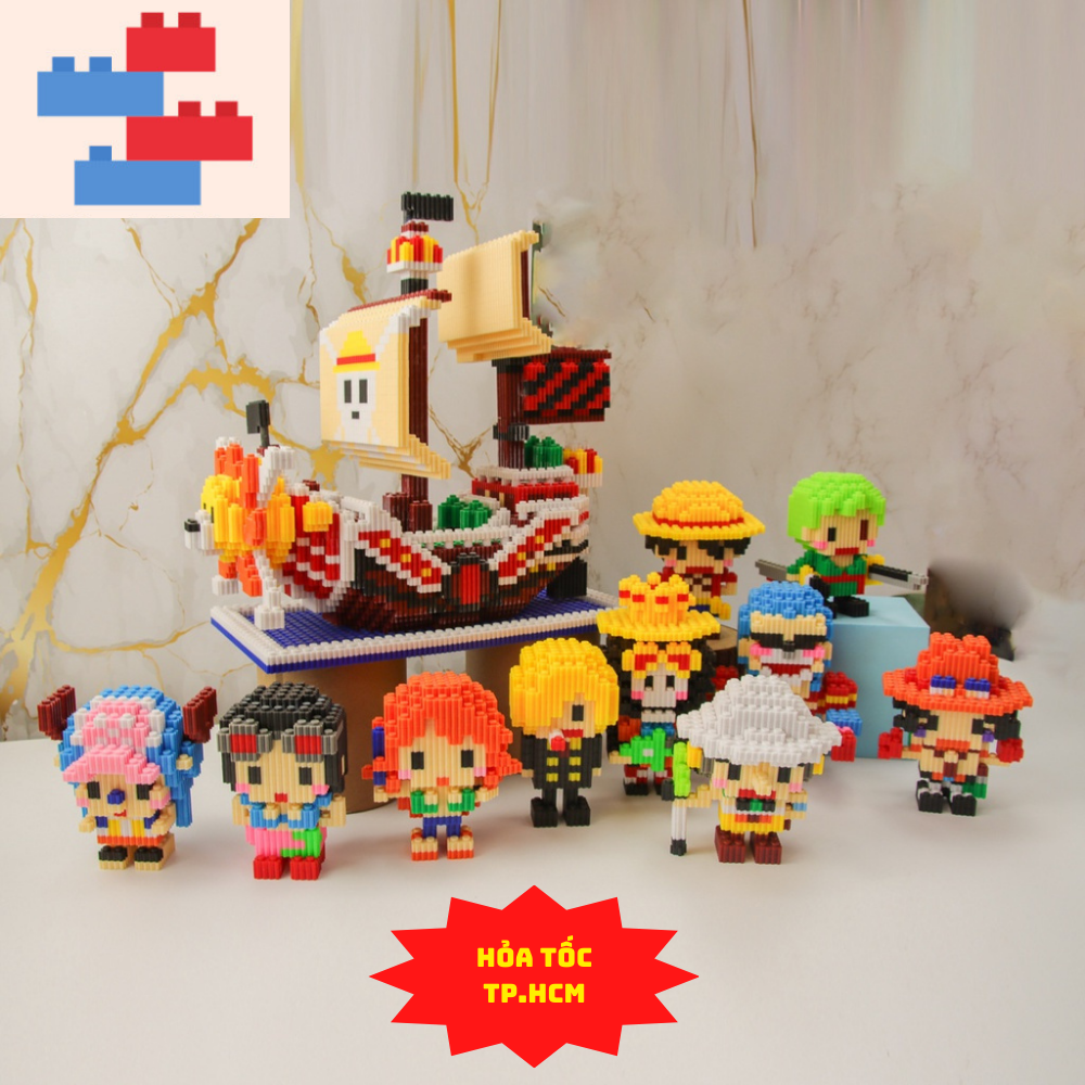 Lego Combo Full bộ 10 nhân vật One Piece, Tàu Cướp biển. Đồ Chơi Lắp Ráp xếp hình 3D Mini Nhân Vật Vua Đảo Hải Tặc Luffy, Chopper,Sauron,Sanji,Frankie, LEGOHCM247