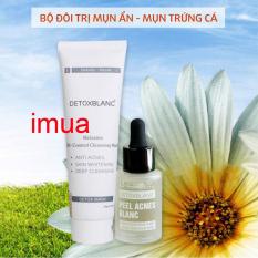 Combo Serum trị mụn Và Mặt nạ sủi bọt thải độc trắng da mặt Detox BlanC