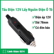 Tẩu điện 12V đuôi đực lấy nguồn điện ô tô có đèn báo