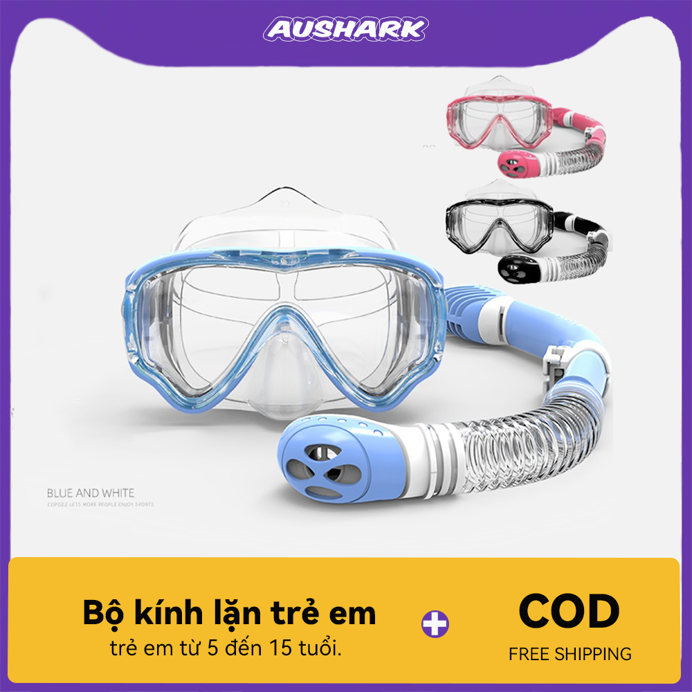 AUS【COD】Bộ kính lặn trẻ em ống thở mắt kính cường lực chính hãng mặt nạ lặn ống thở lặn ngăn nước tuyệt đối, kiếng lặn biển hạn chế sương mờ