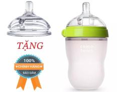 Bình sữa comotomo 250ml siêu mềm- tặng núm ti thay thế cho bình