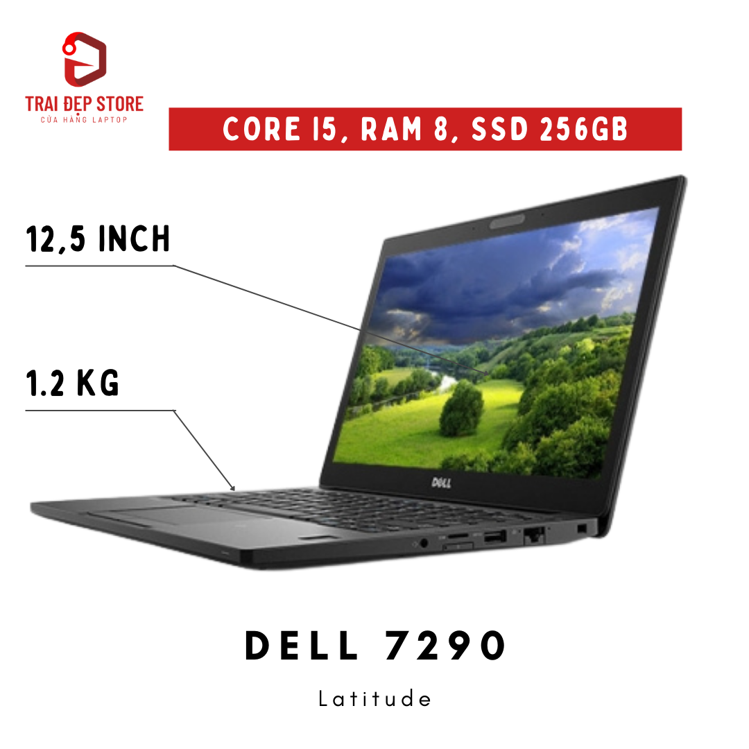Máy tính Laptop Dell Latitude 7290 Core i5, Ram 8, SSD 256, 12,5inch Full HD