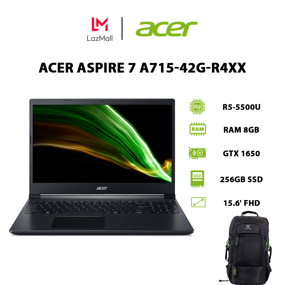 Laptop Acer Aspire 7 A715-42G-R4XX (R5-5500U | 8GB | 256GB | GeForce® GTX 1650 4GB | 15.6′ FHD | Win 11)