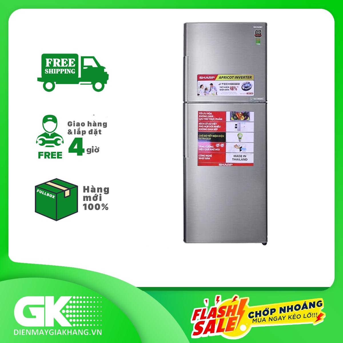 TRẢ GÓP 0% - Tủ lạnh Sharp Inverter 342 lít SJ-X346E-SL- Bảo hành 12 tháng