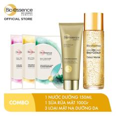 Bộ ngăn ngừa dấu hiệu lão hóa Bio-Gold Bio-Essence (Nước dưỡng 150ml + Sữa rửa mặt 100gr + Mặt nạ tảo biển 20ml + Mặt nạ Yuzu 20ml + Mặt nạ mẫu đơn 20ml)