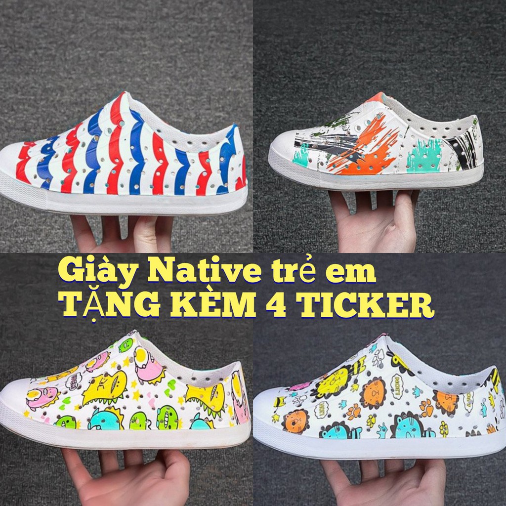 Giày nhựa WNC NATIVE cho bé đi mùa hè, du lịch chất liệu siêu nhẹ thời trang (Tặng kèm 4...