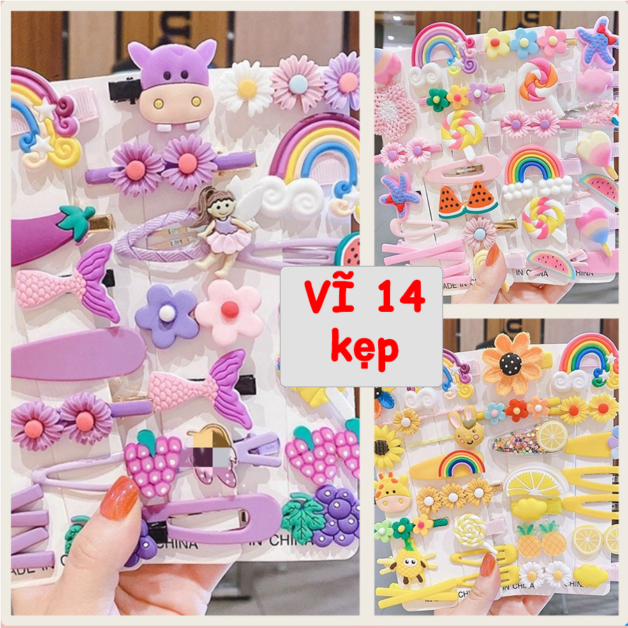 NGUYÊN VĨ Set 14 Kẹp Tóc Cho Bé Gái Phong Cách Hàn Quốc Dễ thương hottrends 2021 dành cho các...