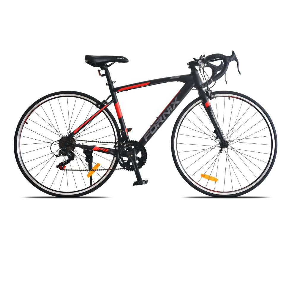 Xe đạp đua Fornix F8, Khung Sườn hợp kim thép cao cấp, tay đề SHIMANO, bộ truyền động SHIMANO, tốc độ 14Speed, vòng bánh 27.5inX700C (Bạn cao từ 1m50) màu Xám – Đỏ – Đen