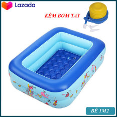 Bể bơi phao 2 tầng hình chữ nhật Size 120x95x35 cho bé – Hồ bơi cho trẻ 1,2m, swimming pool + Keo miếng vá bể